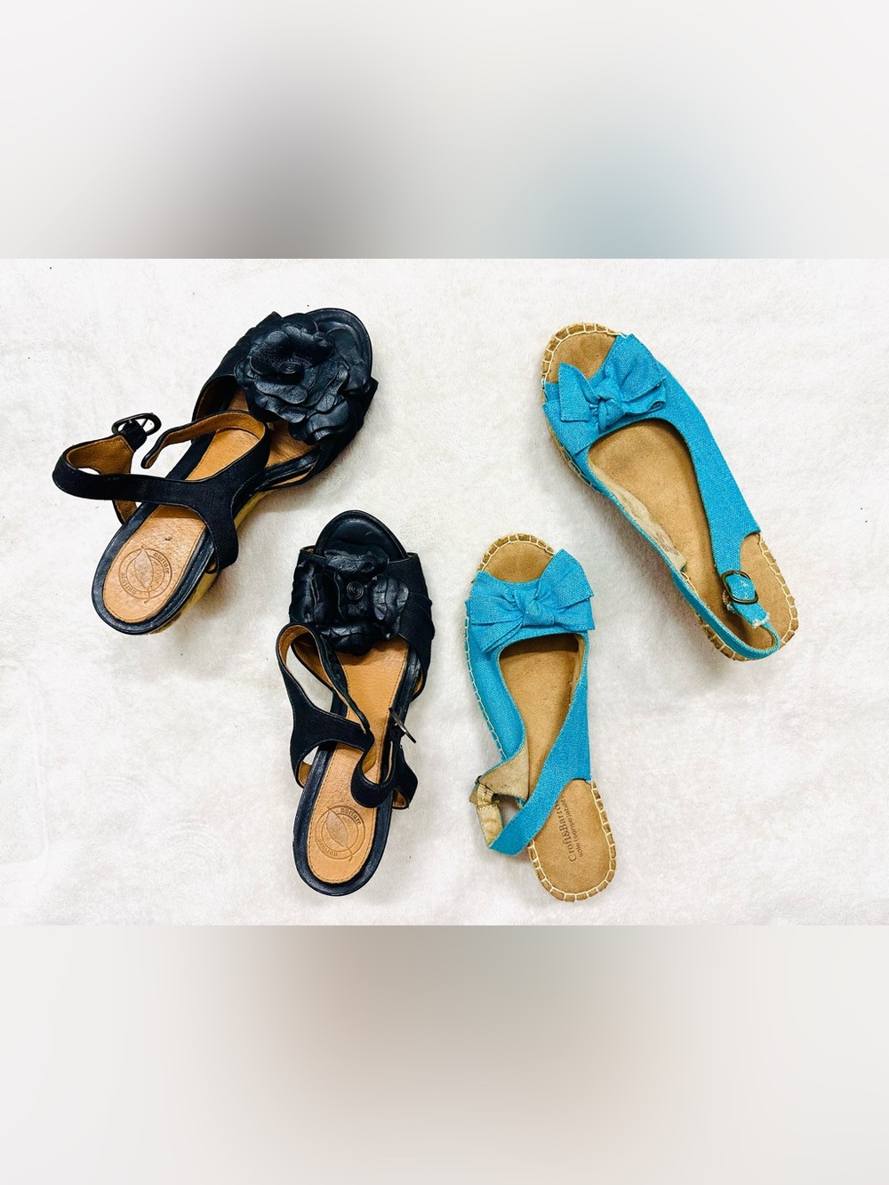 Nurture Verbena Leather & SoftBarrelle Sole Ability Women Wedge Sandals Size 6
